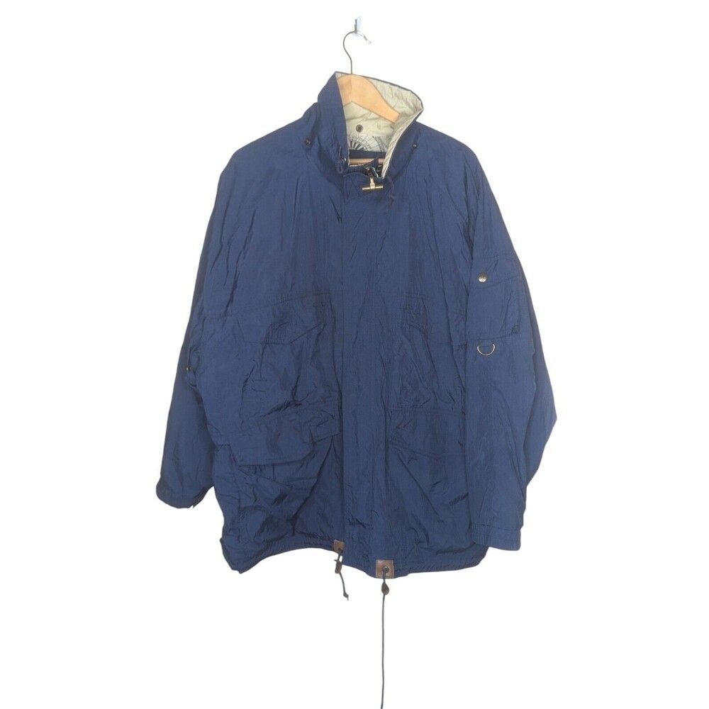 Vintage Mighty Mac Compass Map Design Men's XL Blue Zip Up Jacket